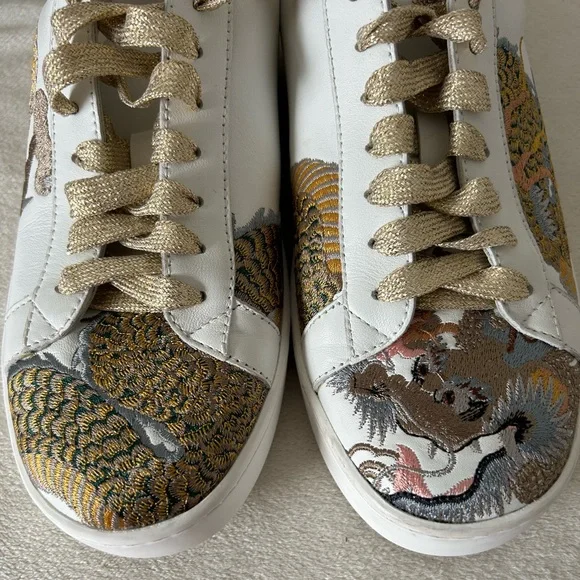 Johnny was Women's White and Gold Sneakers - Picture 8 of 12